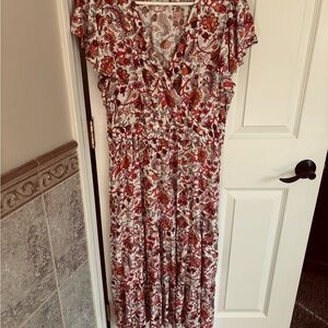 Knox Rose Floral High Low Dress - Red and White
